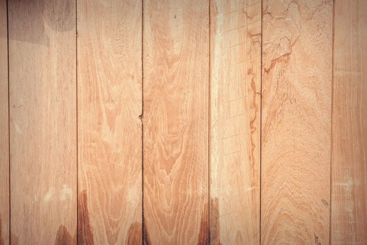 Vertical wooden planks with visible grain and warm tones forming a natural wood backdrop.